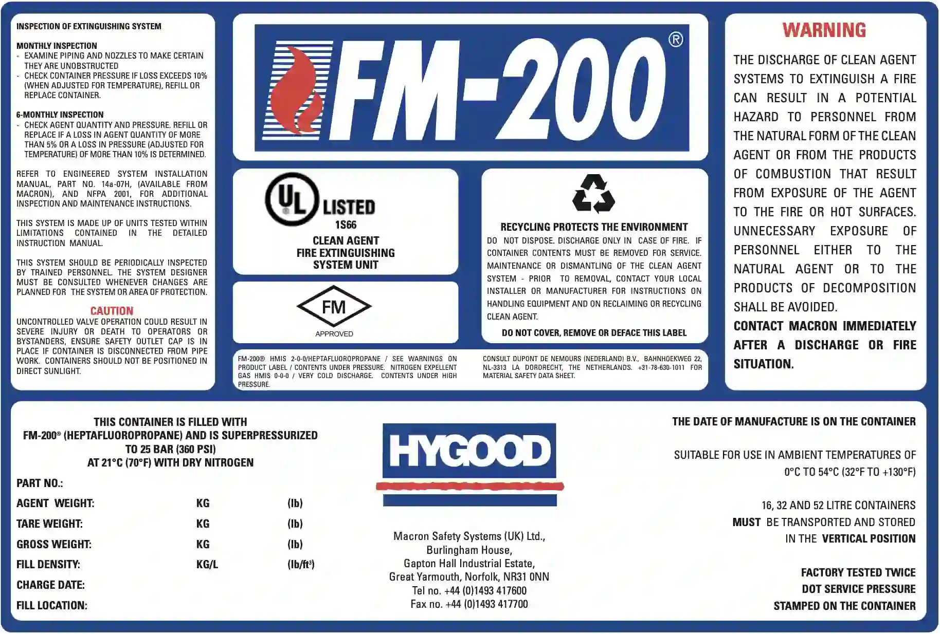 Sticker label tabung salah satu komponen Hygood FM200