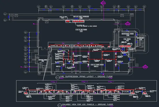 shop drawing instalasi pipa fire suppression systems
