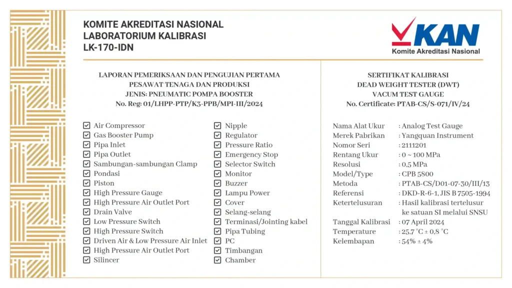 sertifikasi alat kalibrasi hydrotest apar, hydrotest scba, hydrotest scuba, hydrotest elsa, hydrotest eebd, hydrotest cascade, hydrotest oksigen