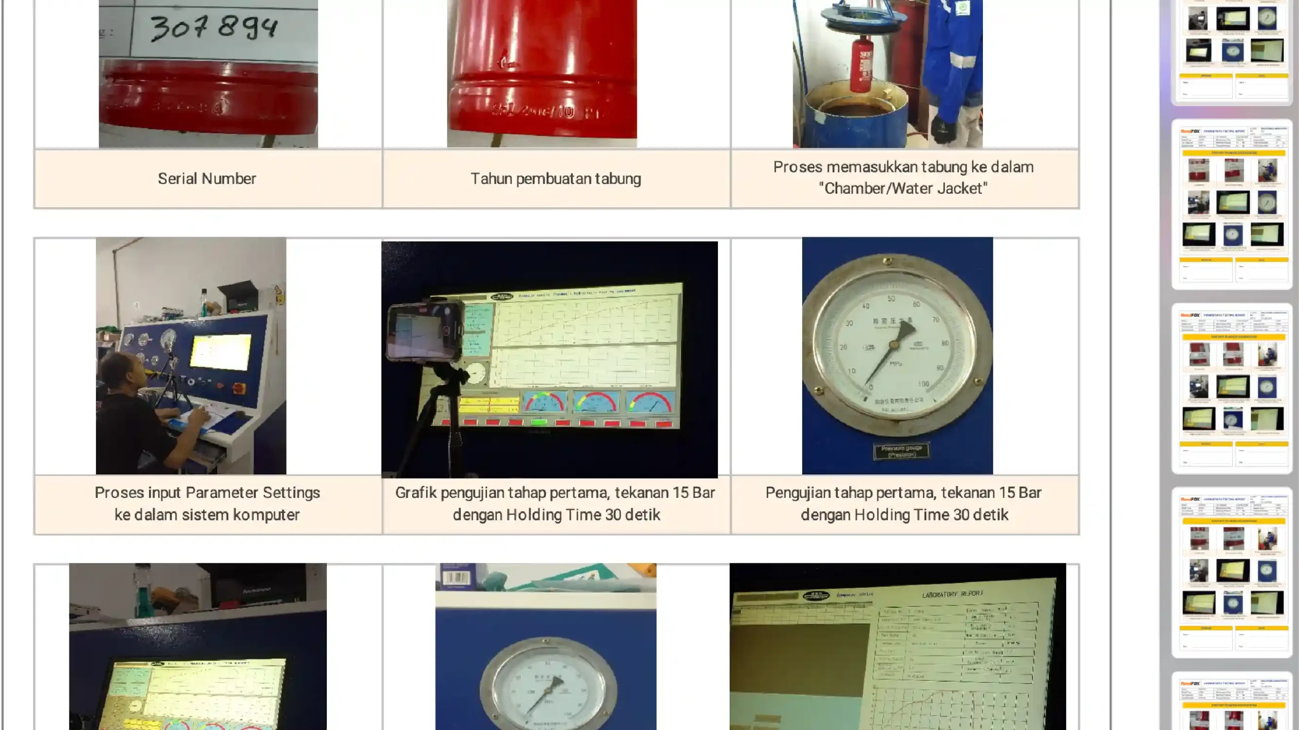 single sheet report dokumentasi hydrotest apar