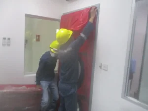 Pengujian Door Fan Test (Room Integrity Testing / Blower Door) di ruang Server PT Softex Indonesia yang berlokasi di Sidoarjo, Jawa Timur.