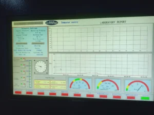 screenshoot proses laboratory report di layar komputer hydrotest tabung FM200 Holcim