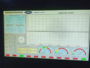 screenshoot proses laboratory report di layar komputer hydrotest tabung FM200 Holcim