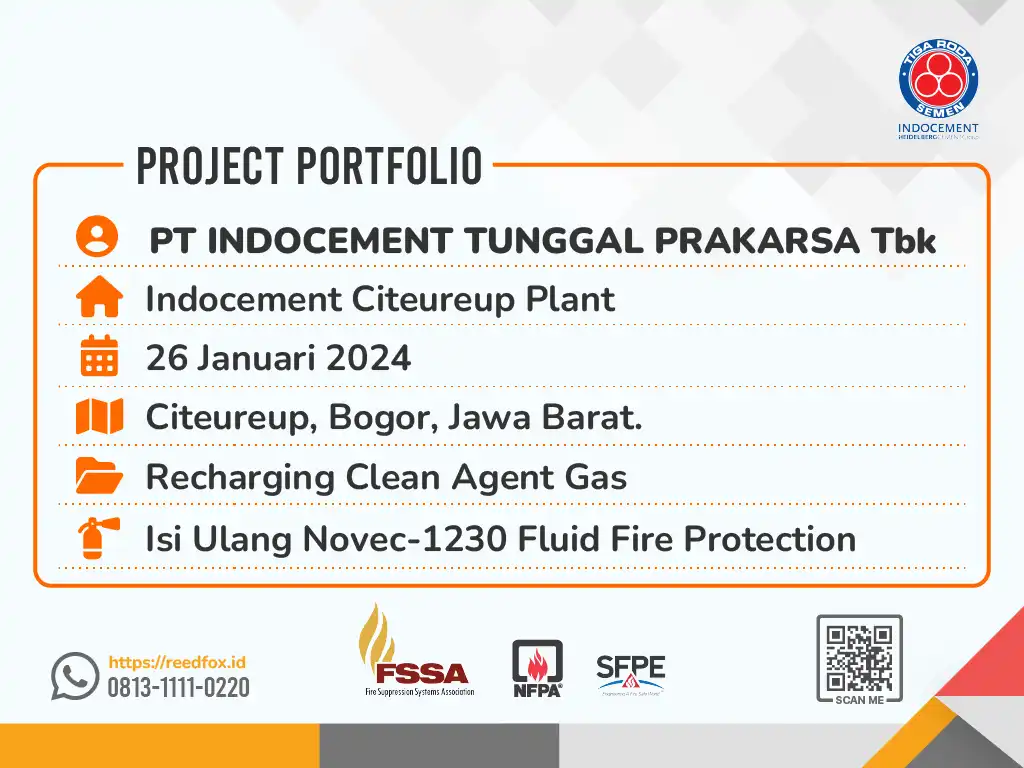 cover portfolio isi ulang Refill Novec-1230 Indocement citeureup plant