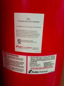 label tabung kidde co2 100 lbs 45 kg