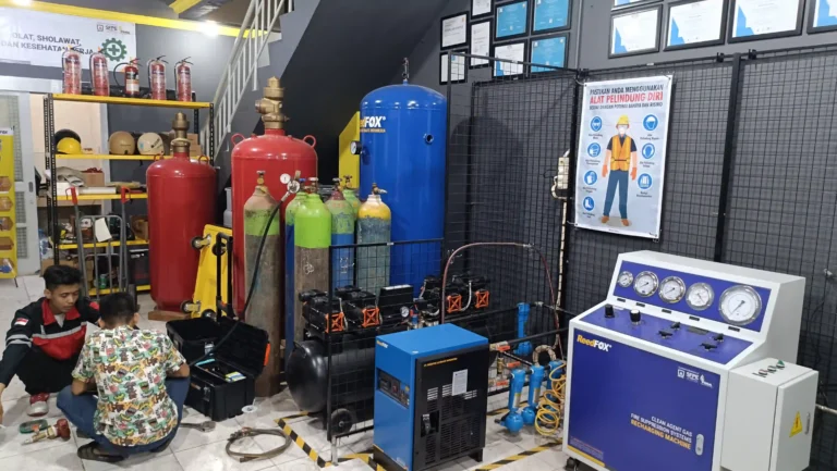 Fasilitas workshop refill FM200 HFC-227ea dan Novec FK5112 terlengkap se Indonesia untuk jasa pengisian ulang tabung clean agent gas fire suppression systems